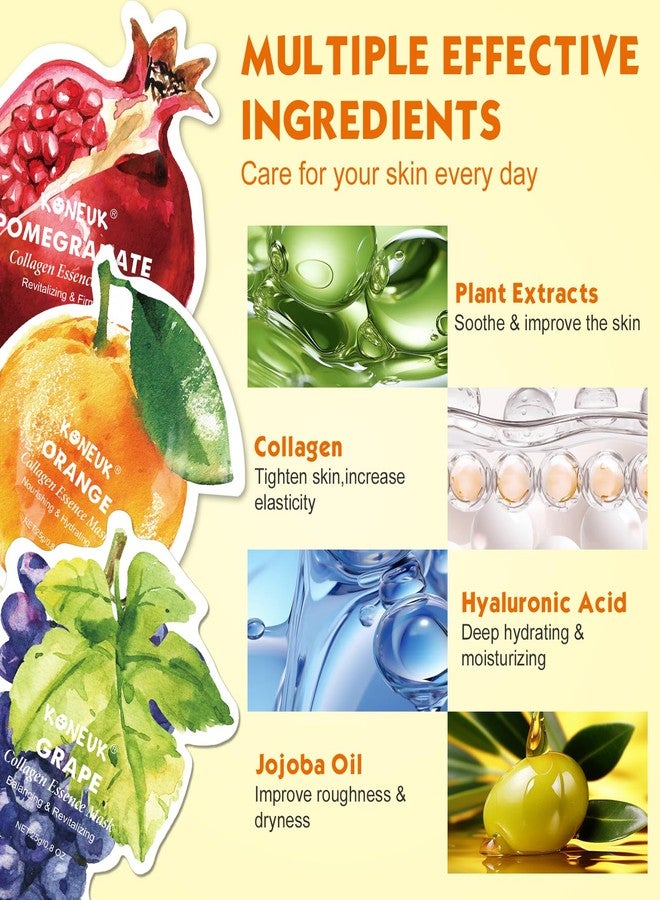 KONEUK 36 Pack Fruit Shaped Sheet Face Mask for Women, Collagen Hydrating and Moisturizing Face Masks Skincare for Dry Skin, Bulk Valentines Day Gifts, Spa Party Gifts and Mothers Day Gifts(9 Types x 4 Pcs) - Image 2